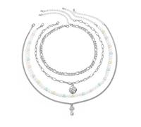 JPXXFM for Women, Necklace Chain for Women Adjustable Figaro and Bead Chain Necklace with Charms