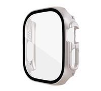 JPXXFM Glass+case For series Ultra 49mm smartwatch PC Screen Protector Bumper Tempered Accessories iwatch Ultra cover (Color : White leopard, Size : 49mm series Ultra)