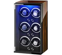 JPXXFM Guarda la scatola Winder per 6 orologi automatici con luci colorate cuscini regolabili per orologi motori silenziosi per uomo donna orologio
