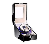 JPXXFM Guarda Winder Automatico orologio Winder 2 3 Watch Winder Box Finitura della vernice per pianoforte con cuscini di orologi morbidi leggeri a LED blu silenziosa vento