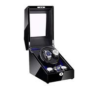 JPXXFM Guarda Winder Automatico orologio Winder 2 3 Watch Winder Box Finitura della vernice per pianoforte con cuscini di orologi morbidi leggeri a LED blu silenziosa vento