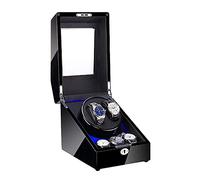 JPXXFM Guarda Winder Automatico orologio Winder 2 3 Watch Winder Box Finitura della vernice per pianoforte con cuscini di orologi morbidi leggeri a LED blu silenziosa vento