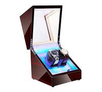 JPXXFM Guarda Winder Double Watch Winder per 2 orologi automatici con retroilluminazione interno morbido cuscino per orologi flessibili Dual Power alimentatore, Black Watch Winder