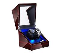 JPXXFM Guarda Winder Double Watch Winder per 2 orologi automatici con retroilluminazione interno morbido cuscino per orologi flessibili Dual Power alimentatore, Black Watch Winder
