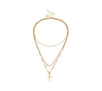 JPXXFM Layer Necklace for Women, Layered Necklaces for Women Adjustable Beaded Chain Necklace with Cross Pendant