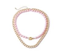 JPXXFM Layer Necklaces for Women, Necklaces for Women Adjustable Pearl Beads and Cuban Chain Necklace
