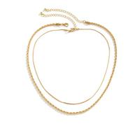 JPXXFM Layered Necklaces, Strand Necklaces for Women AdjustableOne colorCustomPlated Rope and Snake Chain Necklace