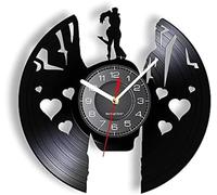 JPXXFM Love sconfigge tutto orologio da parete retrò in amore coppia che abbraccia il bacio su una scogliera in vinile che guarda il regalo per la casa per la musica amata