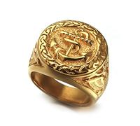 JPXXFM Men's Anchor Signet Ring, Simple Unique Eagle Steel Ring