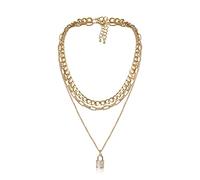 JPXXFM Necklace Chain, Layered Necklaces for Women Trendy Adjustable Cuban Chain Necklace with Lock Pendant