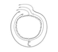 JPXXFM Necklace Chain, Strand Necklaces for Women Adjustable Snake and Rolo Chain Necklace with Moon Pendant