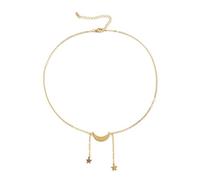 JPXXFM Necklaces for Women, Chain Necklace for Women Chunky Adjustable Cable Chain Necklace with Moon and Star Pendant