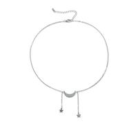 JPXXFM Necklaces for Women, Chain Necklace for Women Chunky Adjustable Cable Chain Necklace with Moon and Star Pendant
