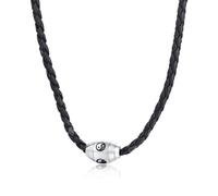 JPXXFM Pendant Necklace for Women, Mens Necklaces Fashion Stainless Steel Leather Necklace with Yin Yang Pendant 18.8 inch Chain