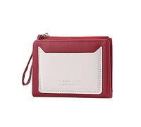 JPXXFM Portafoglio corto ID Pura del portafoglio con cerniera multipli Slot Clutch Clutch Adolet (Red, One Size)