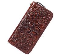 JPXXFM Portafoglio di coccodrilli per coccodrilli per coccodritto per donne borsetta frizione da donna (1058 marrone), 1058 croco rosso scuro, una taglia
