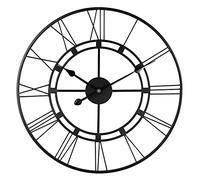 JPXXFM Retro Wall Clock, Silent Non Ticking Vintage Large Black Wall Clock with Roman Numerals, for Living Room Garden Bedroom Kitchen Office Lounge Hotel Garden Decor 60CM Retro color Decoration