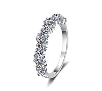 JPXXFM Ring di fidanzamento delle donne 925, fascia da donna con moissanite 0,9 ct a metà eternità