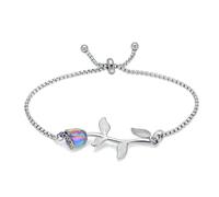 JPXXFM Rose Flower Cremation Urn Bracciale per cenere per donne regolabili Link Bangle Bangle Memorial Gioielli cari Came Keepsake Gift-Silver-color