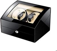 JPXXFM Scatola di avvolgitore per orologi automatici per 4 orologi 6 stoccaggio con tastiera dell'adattatore esterno della vernice in legno in legno e batteria