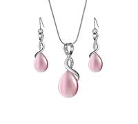 JPXXFM Set di gioielli, orecchini per gli occhi di gatto Wikimiu, ciondolo a collana regolabile, catena di inlay diamanta per OL, festa, compleanno, boxbox (rosa)