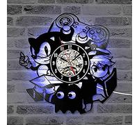JPXXFM Sonic Game Vinyl Record Clock Creative Antique Style Decoration Orologio LED per bambini Orologio da record silenzioso 3D con