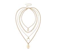 JPXXFM Strand for Women, Chunky Necklaces for Women Trendy Adjustable Chain Necklace with Cross Moon and Oval Pendant