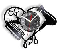 JPXXFM Strumenti per parrucchiere tagliati a muro orologio taglio di capelli pettine di forbici a led vinile record orologio da parete decorazioni salon