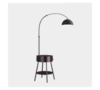 JPXXFM table Floor Table & Combo with LED Bulb, Desk with Wireless Charging Pad and USB Port, Modern End Table with Floor for Bedroom, Living Room, Office Standing (Black) desk