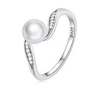 JPXXFM temperament Fresh Water Pearl & Cubic Zirconia Ring