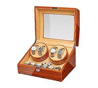 JPXXFM Watch Winder Box for 4 Automatic Watch + 6 Storage Wooden Piano Finish Quiet Motor for Man Women Watches Large Capacity