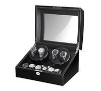 JPXXFM Watch Winder Box for 4 Automatic Watch + 6 Storage Wooden Piano Finish Quiet Motor for Man Women Watches Large Capacity