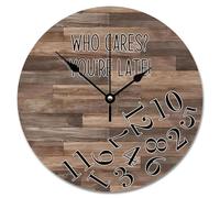 JPXXFM Who Cares You're Late Wall Clock Weathered Wood Floor Round Decorative Clocks Battery Operated 10 Inch Country Coastal Decor She Shed Living Room Decor Gift for Man Woman Friend
