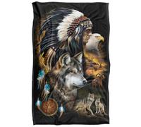 Jq Licensing - En Native American Wolf And Eagle Coperta super morbida al tatto setoso - 91 x 147 cm