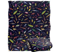 Jq Licensing Fishing Lures Pattern Coperta super morbida al tatto setoso - 152 x 127 cm