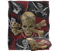 Jq Licensing - James Piazza Pirate Skull And Jolly Roger Nero Flags Coperta super morbida al tatto setoso - 152 x 127 cm
