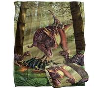 Jq Licensing - Jlo T-Rex And Raptor Dinosaur Fight Coperta super morbida al tatto setoso - 152 x 127 cm