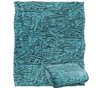 Jq Licensing - Royce Mcclure Great Bianco Shark Woodcut Pattern Coperta super morbida al tatto setoso - 152 x 127 cm