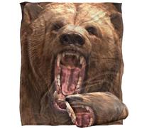Jq Licensing - Royce Mcclure Grizzly Bear Head Coperta super morbida al tatto setoso - 152 x 127 cm