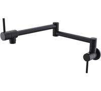 JQFDD Pieghevole Rubinetto da Cucina Ottone A Parete Miscelatore da Cucina Ugello Girevole 360° Doppia Articolazione Rubinetti per Lavelli da Cucina retrò Singolo Freddo Pot Filler Rubinetto,Nero