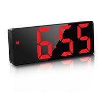JQGO Sveglia Digitale da Comodino, Sveglia Digitale da Comodino Snooze con Visualizzazione, Ampio Display LED Digitale/Data/della/Temperatura, USB e Alimentato a Batteria, Rosso