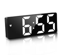 JQGO Sveglia Digitale da Comodino, Sveglia Digitale da Comodino Snooze con Visualizzazione, Ampio Display LED Digitale/Data/della/Temperatura, USB e Alimentato a Batteria, Bianco