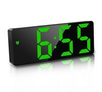 JQGO Sveglia digitale, LED, sveglia digitale, specchio, orologio da tavolo, cavo USB, sveglia fine, 12/24 ore, snooze, controllo vocale, visualizzazione della temperatura, luminosità regolabile
