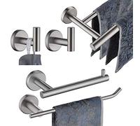 JQK BAS105-BN - Set di accessori da bagno, 5 pezzi, montaggio a parete, include barra portasciugamani da 61 cm, barra salviette da 22,9 cm, portarotolo, 2 porta accappatoi, finitura spazzolata