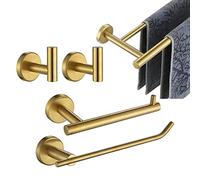 JQK BAS105BG Set di accessori per il bagno 5 pezzi supporto da parete in oro spazzolato include barra porta asciugamani da 61 cm barra HT da 229 cm supporto TP gancio per asciugamani 2 pezzi