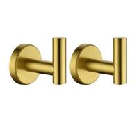 JQK Gancio per asciugamani da bagno, in ottone spazzolato, per bagno, cucina, garage, montaggio a parete (confezione da 2), acciaio inossidabile SUS 304 0,8 mm, TH100-BG-P2