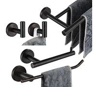 JQK - Set di accessori da bagno da 5 pezzi, supporto da parete nero opaco, include barra porta asciugamani da 61 cm, barra HT da 22,9 cm, supporto TP, gancio per asciugamani x 2, BAS105-ORB