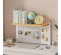 JQPHLJFE Scaffale Espositore Scrivania, Organizer Scrivania Multiuso | Il Supporto con Morsetto a C, i Parapetti Si Adattano allo Studio o all'Ufficio(White fr oak,60cm/24in)