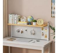 JQPHLJFE Scaffale Espositore Scrivania, Organizer Scrivania Multiuso | Il Supporto con Morsetto a C, i Parapetti Si Adattano allo Studio o all'Ufficio(White fr oak,100cm/39in)