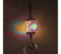 JQQJZLC 1 Luce a Ciondolo a Mosaico Globo Chiaro, Lampada a Sospensione a soffitto Decorativo Bohémien per Sala da Pranzo Soggiorno Bar Hotel, lampadario Camera da Letto in Vetro
